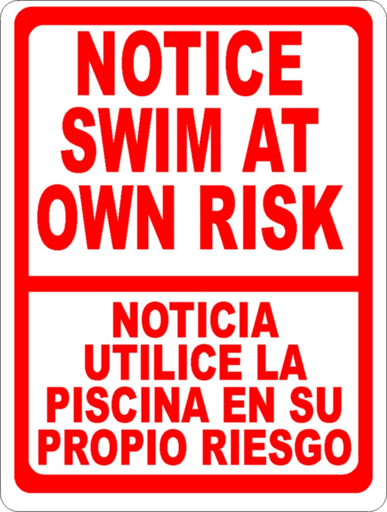 Bilingual swimming sign